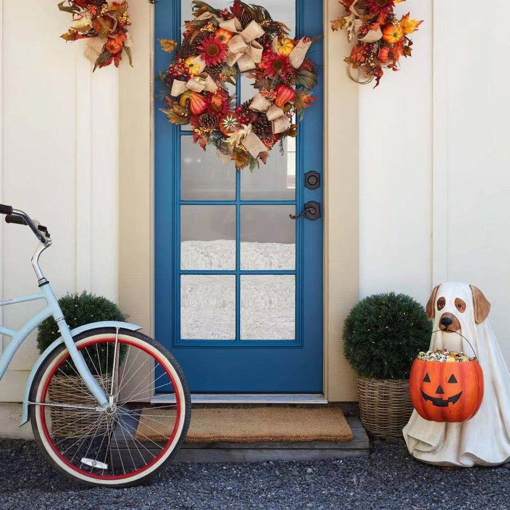 Decorazione da giardino in resina con cucciolo di zucca