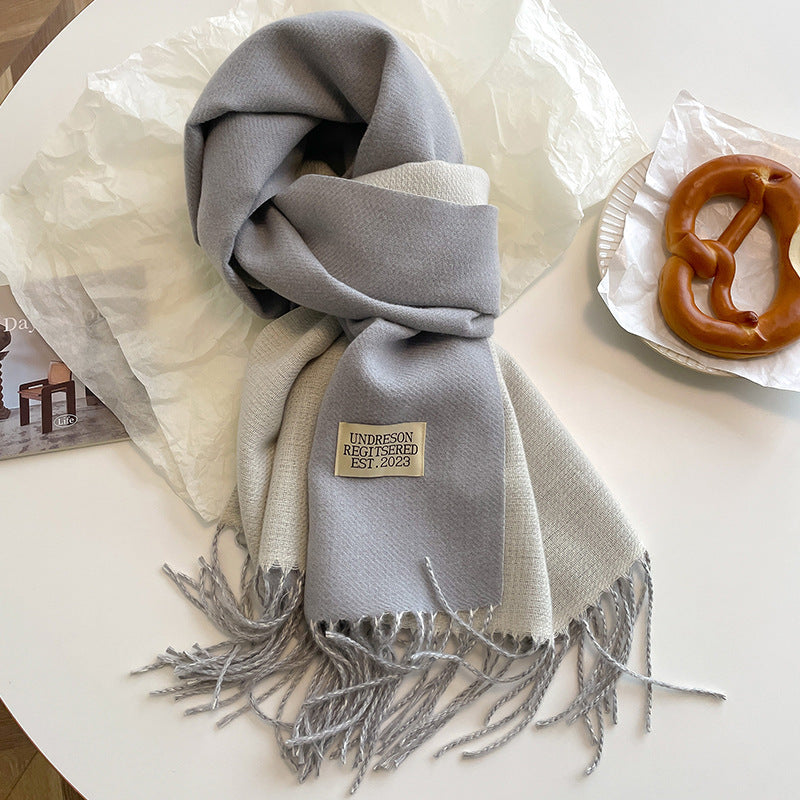 Calda sciarpa da donna - Inverno reversibile in cashmere con frange