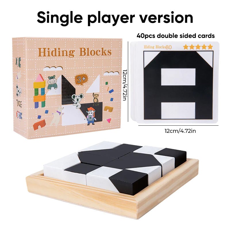 Puzzle a blocchi nascosti in legno