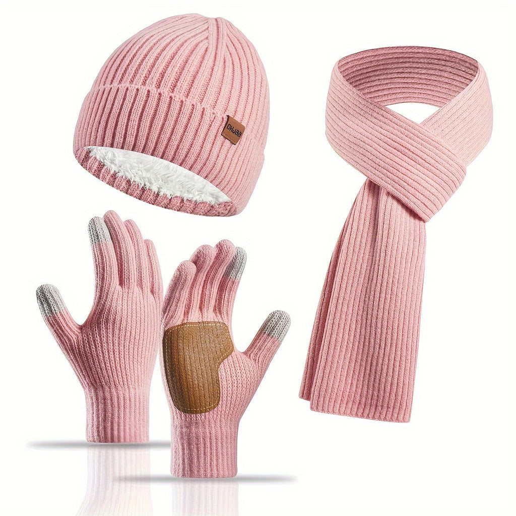 Set invernale gioioso: cappello, sciarpa e guanti per coppie