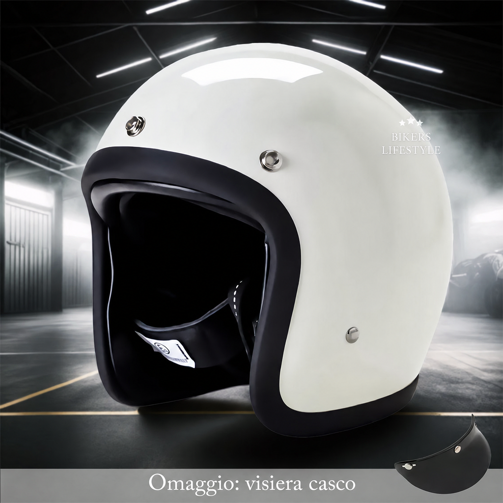 Casco moto vintage a profilo basso omologato DOT ed ECE