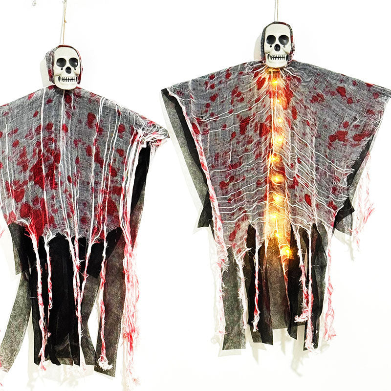 Gruselige Halloween-Dekoration | Leuchtender Schädelgeist in Blutrot