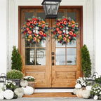 Ghirlanda per porta autunnale | Design rustico con peonia e zucca | Decorazione autunnale artigianale
