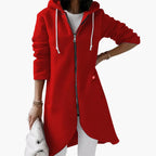 Felpa con cappuccio lunga con zip da donna