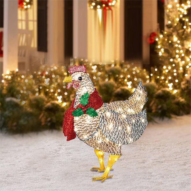Gallina luminosa con sciarpa Decorazione natalizia