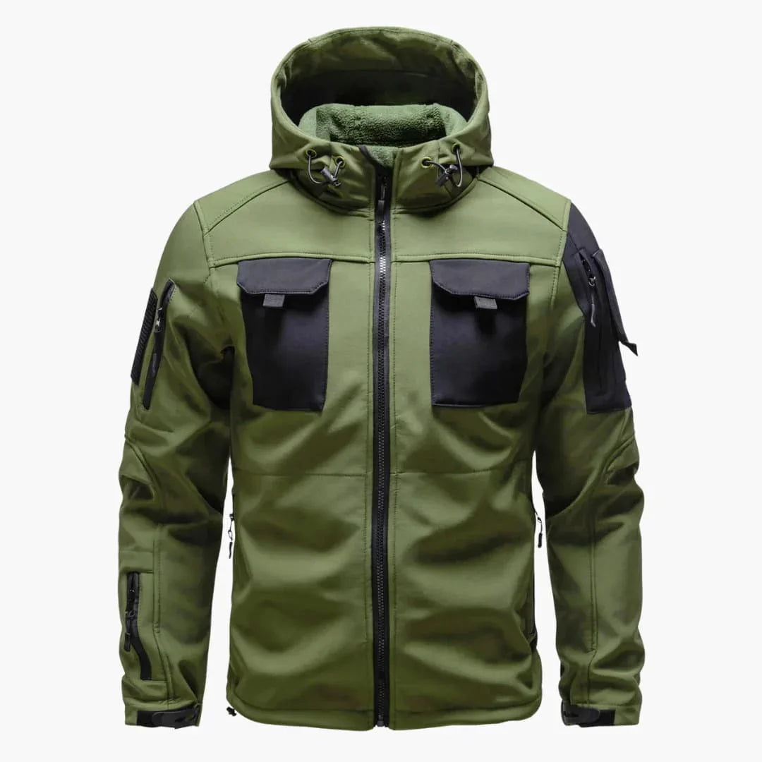 Felpa con cappuccio da uomo con zip e tasche multiple