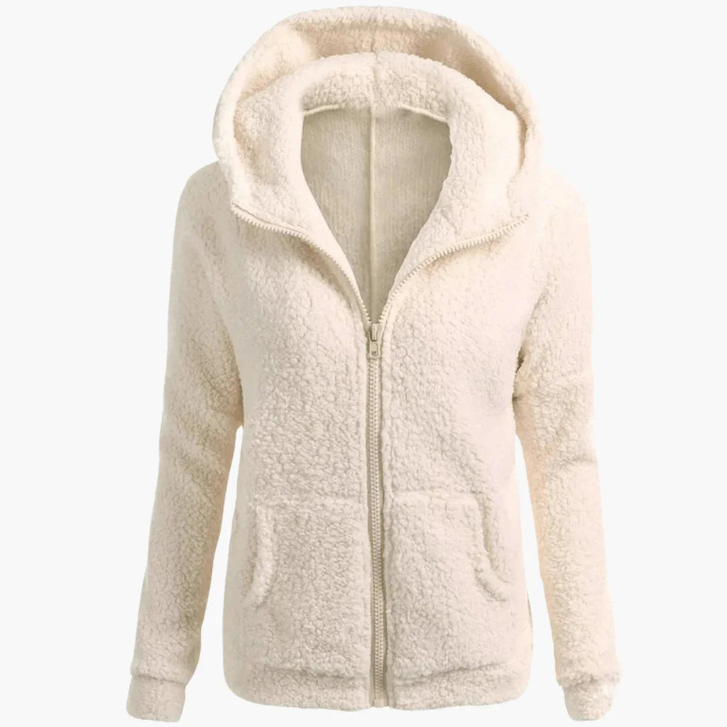 Felpa con cappuccio in pile da donna con cerniera e cappuccio caldo