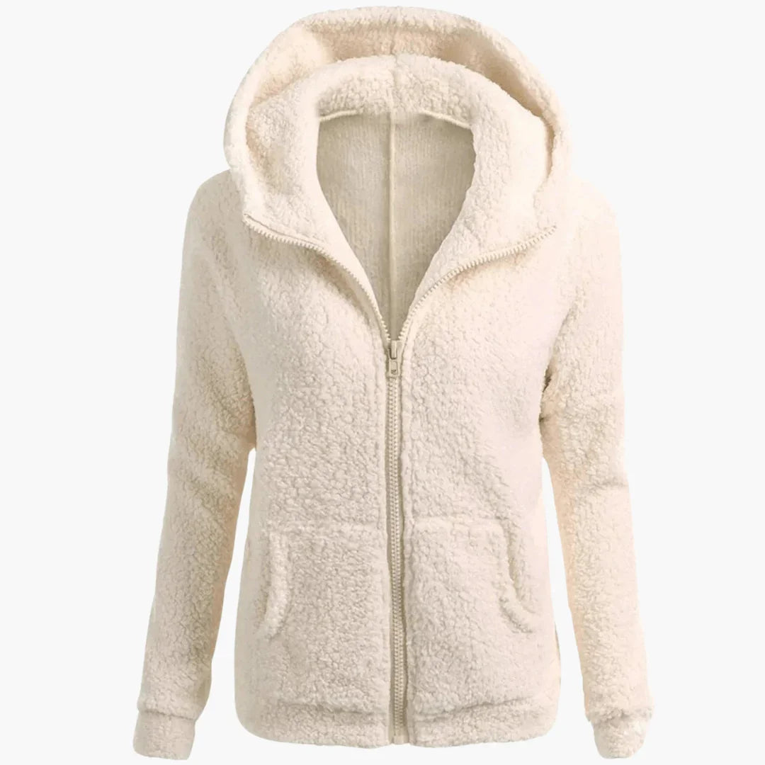 Felpa con cappuccio in pile da donna con cerniera e cappuccio caldo