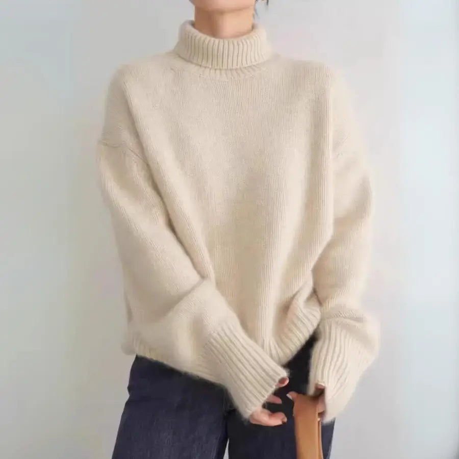 Maglione in cashmere - Maglia dolcevita oversize morbida da donna