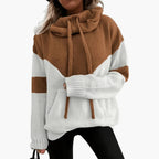 Accogliente felpa con cappuccio Colorblock da donna moderna ed elegante