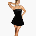 Abito in velluto da donna Mini abito senza spalline