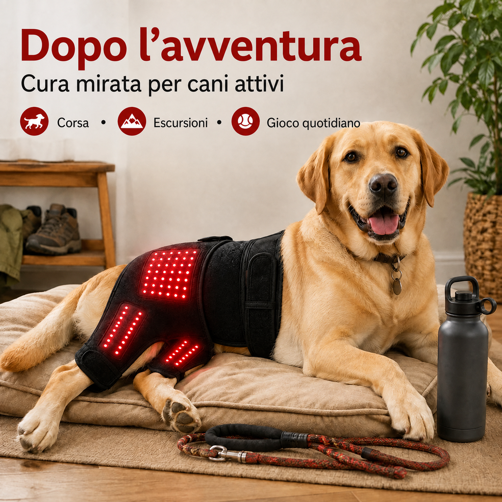 Manica indossabile per fototerapia a luce rossa per cani, utilizzata per la cura a domicilio della parte bassa della sch