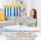 Gioco di riflessi per bambini, trainer di reazione con bastoncini cadenti, sfida a caduta