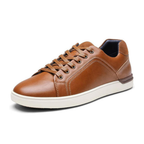 Scarpe Stringate Uomo Pelle Marrone con Inserti Suede Blu e Suola Bianca