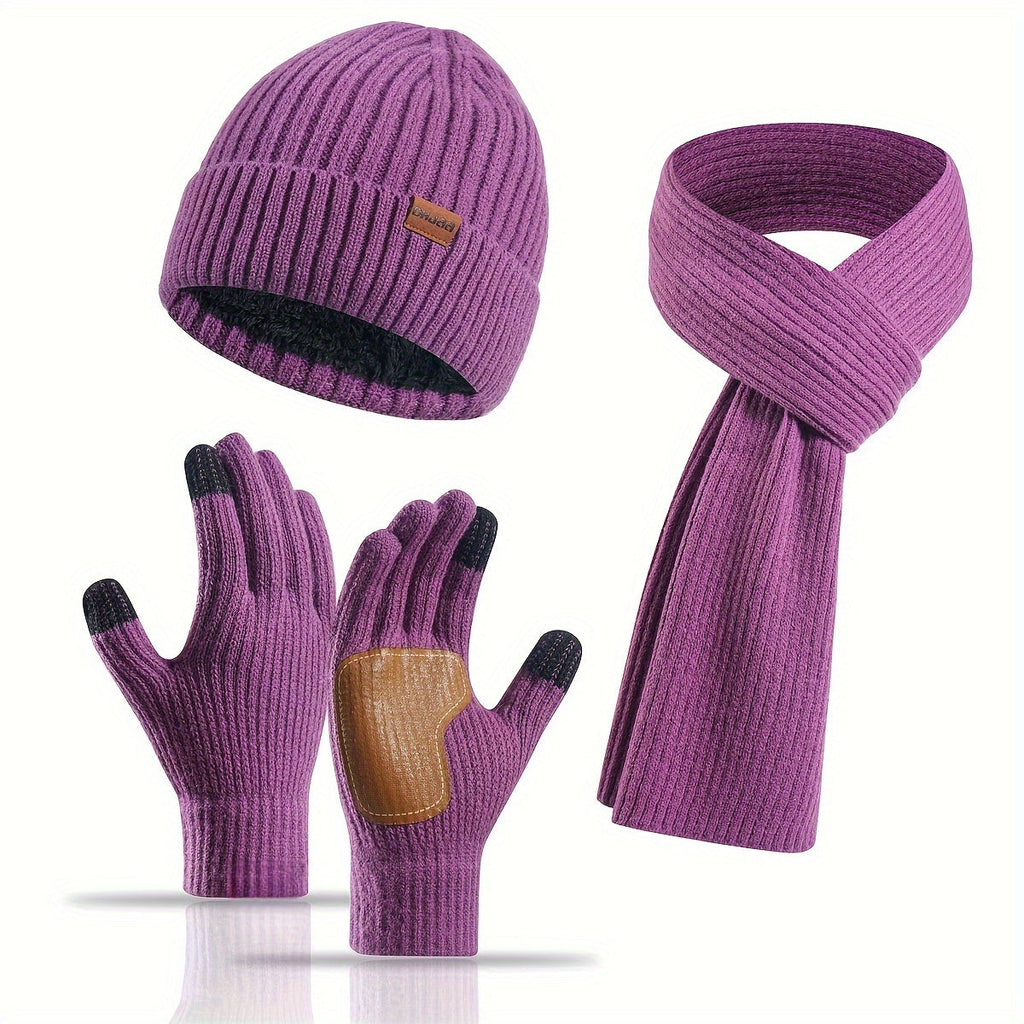 Set invernale gioioso: cappello, sciarpa e guanti per coppie