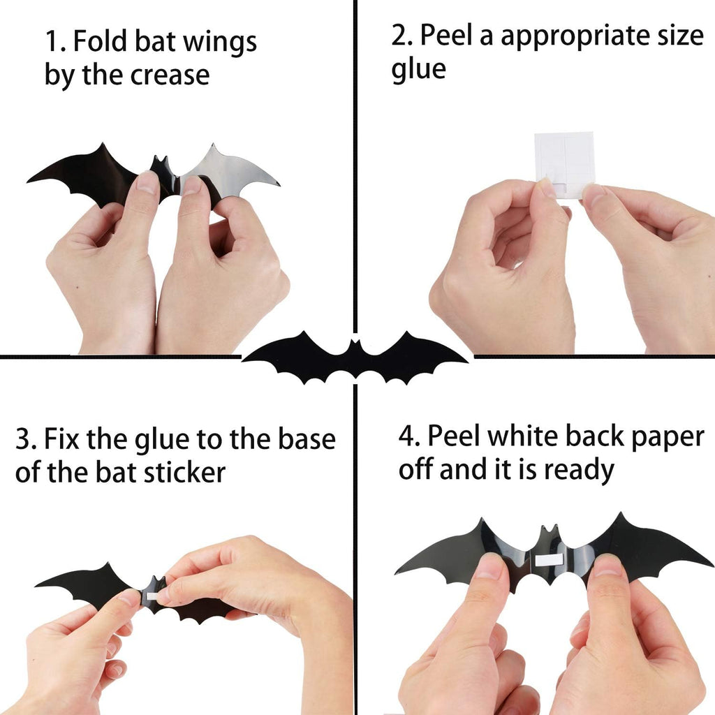 Adesivi murali pipistrelli - Adesivi decorativi di Halloween per la decorazione della casa (120 pezzi)