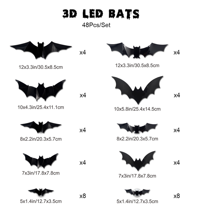 Decorazione da parete a LED pipistrello 3D | Rendi la tua casa il palcoscenico di Halloween più spettrale con illusioni volanti realistiche!