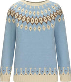 Maglione in lana nordica | Motivo Fair Isle in azzurro cielo