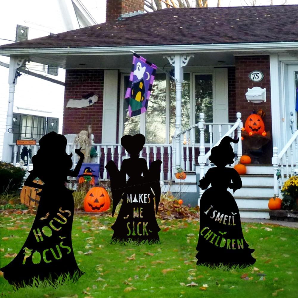 Set di decorazioni da giardino per Halloween, 3 pezzi, Sorelle Streghe