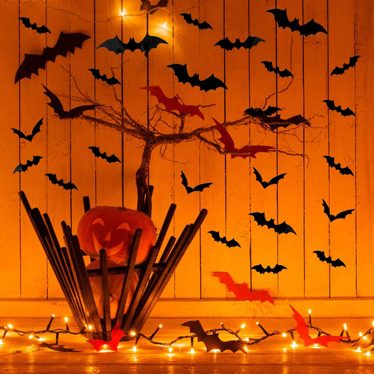 Adesivi murali pipistrelli - Adesivi decorativi di Halloween per la decorazione della casa (120 pezzi)