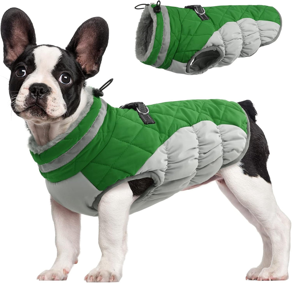 Giacca con imbracatura invernale SafeWalk | Giacca per cani impermeabile con riflessi e fodera in pile