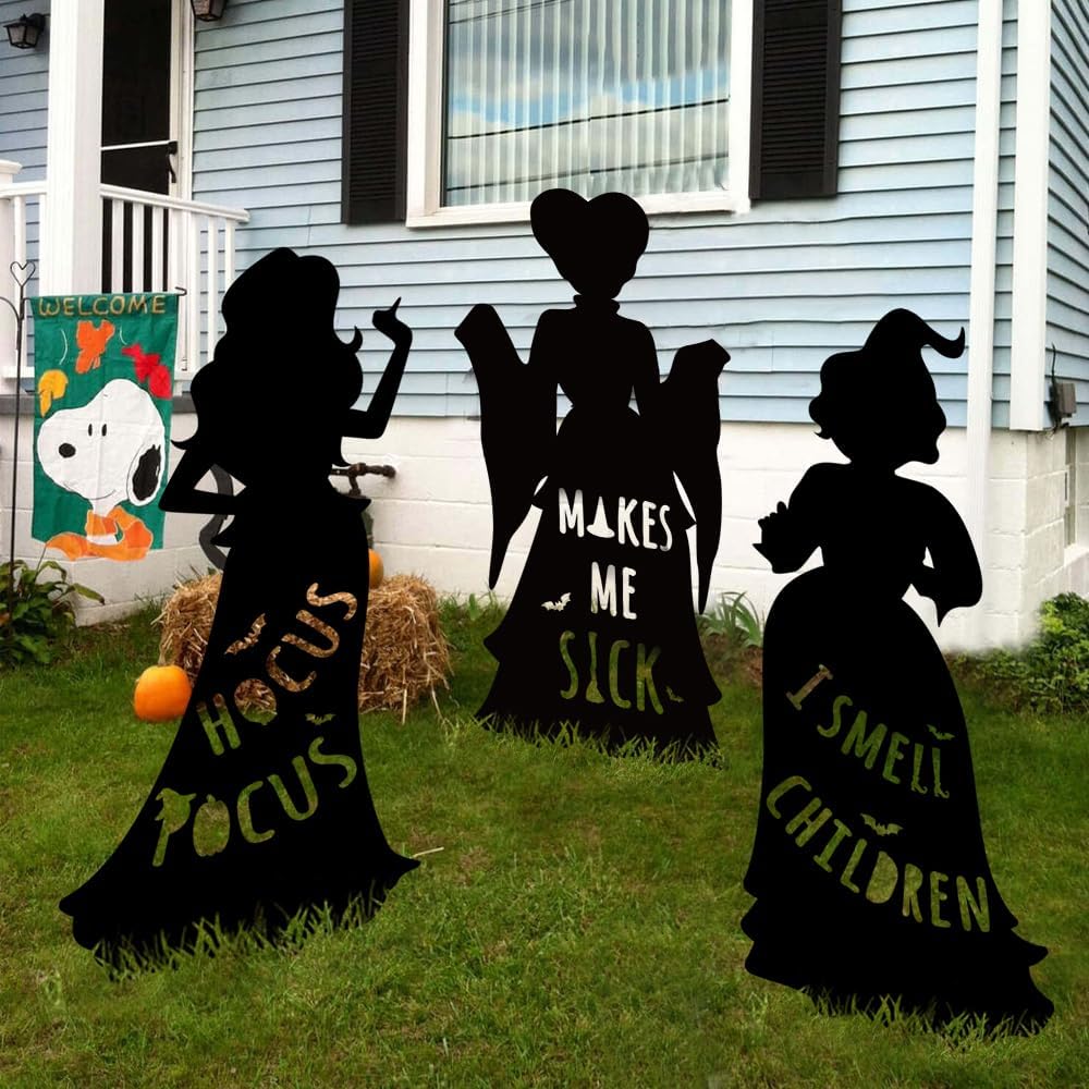 Set di decorazioni da giardino per Halloween, 3 pezzi, Sorelle Streghe