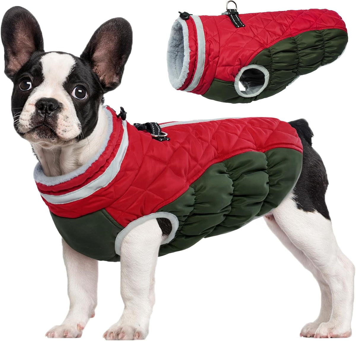 Giacca con imbracatura invernale SafeWalk | Giacca per cani impermeabile con riflessi e fodera in pile