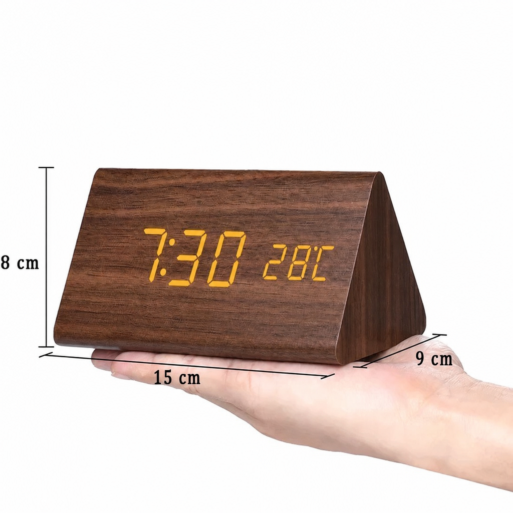 Sveglia Intelligente LED | Design Moderno in Legno con Controllo Vocale