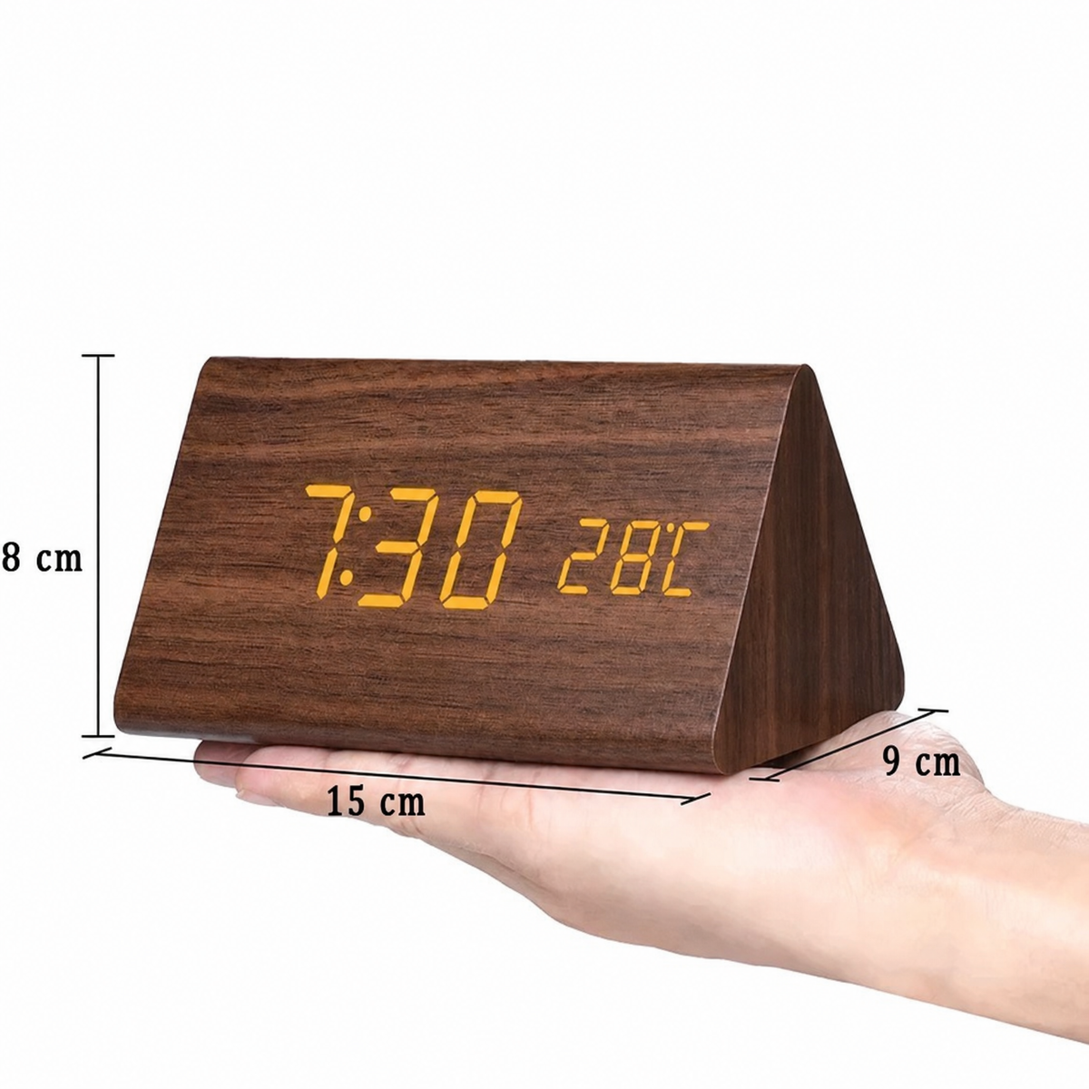 Sveglia Intelligente LED | Design Moderno in Legno con Controllo Vocale