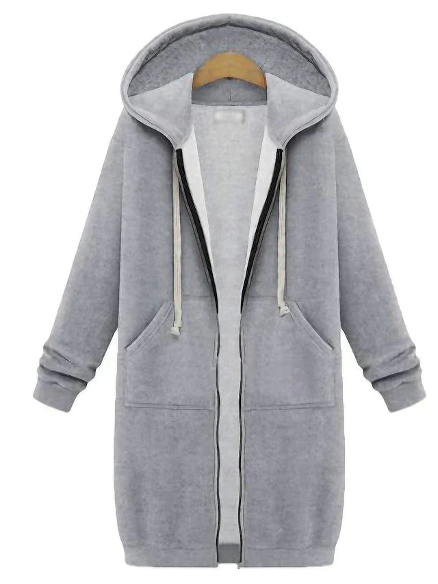 Felpa con cappuccio con zip da donna calda e accogliente - Linea lunga, per le giornate fredde