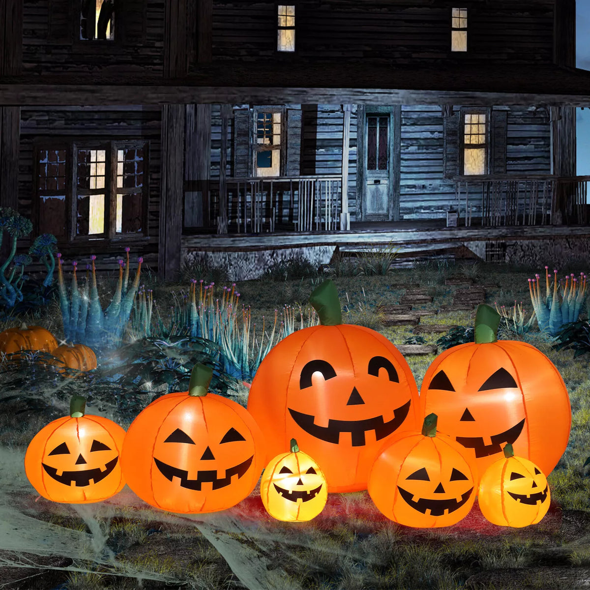 Decorazione gonfiabile della zucca di Halloween da 7 piedi con luci a LED | Display da giardino per esterni, facile installazione