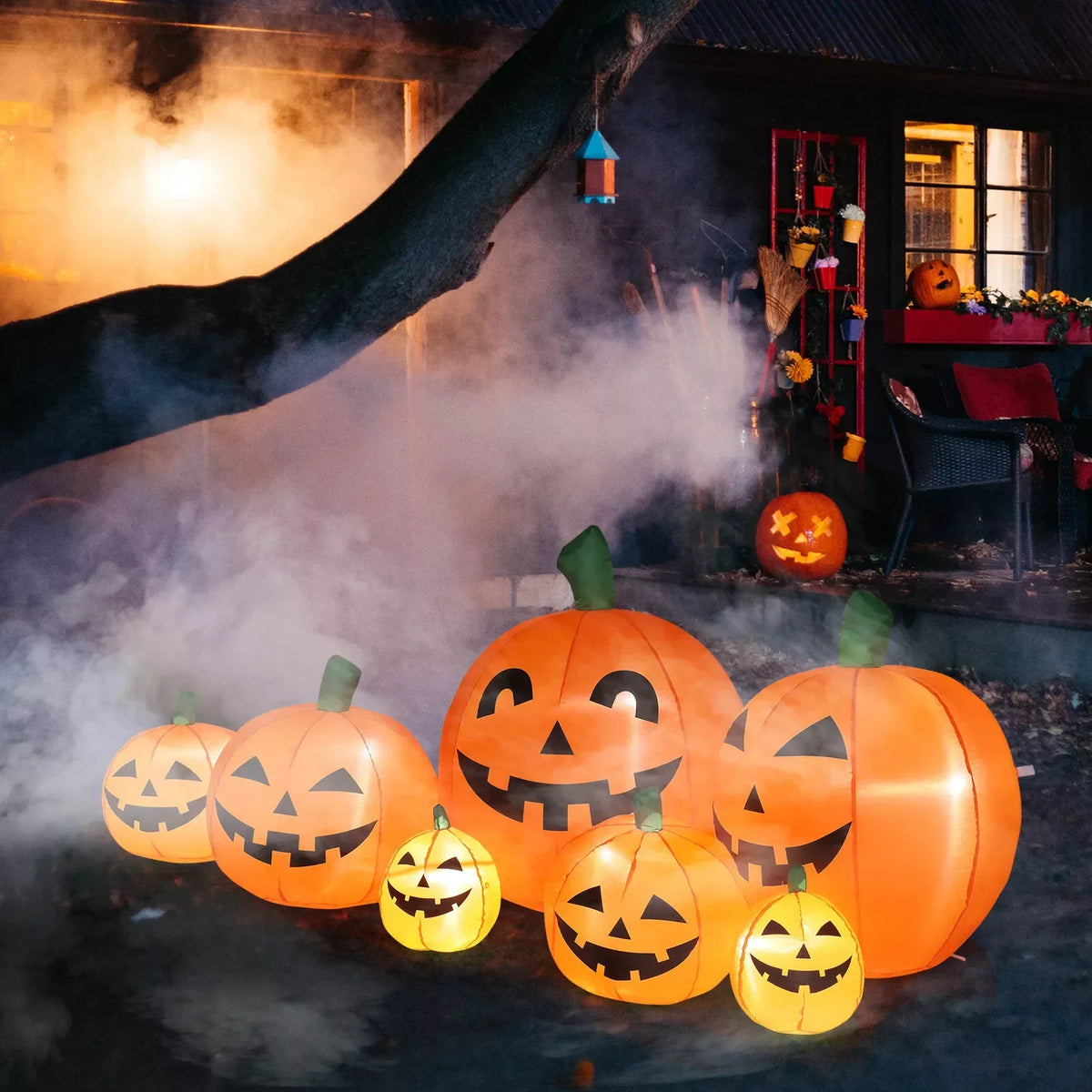 Decorazione gonfiabile della zucca di Halloween da 7 piedi con luci a LED | Display da giardino per esterni, facile installazione