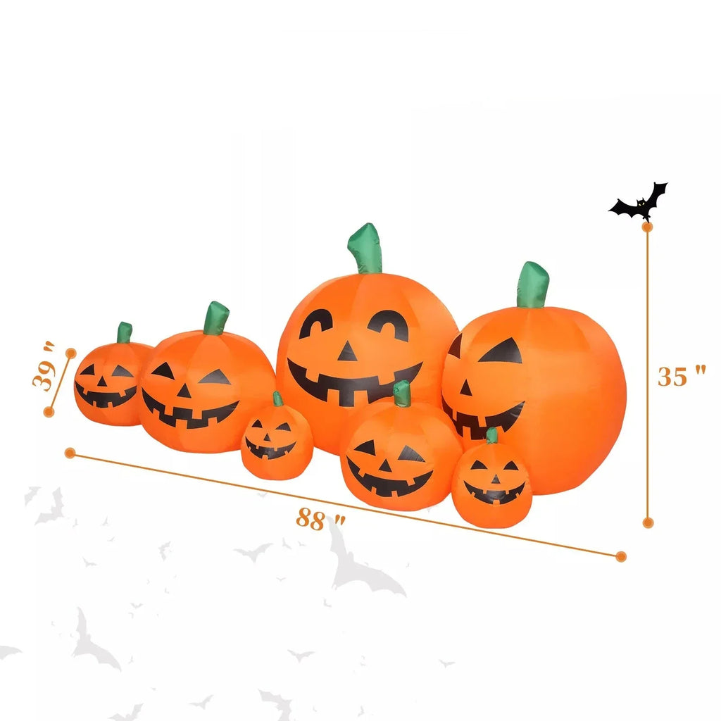 Decorazione gonfiabile della zucca di Halloween da 7 piedi con luci a LED | Display da giardino per esterni, facile installazione