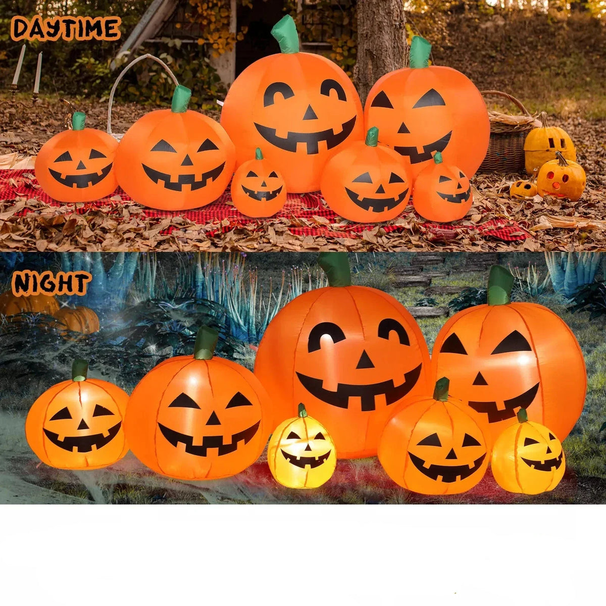 Decorazione gonfiabile della zucca di Halloween da 7 piedi con luci a LED | Display da giardino per esterni, facile installazione