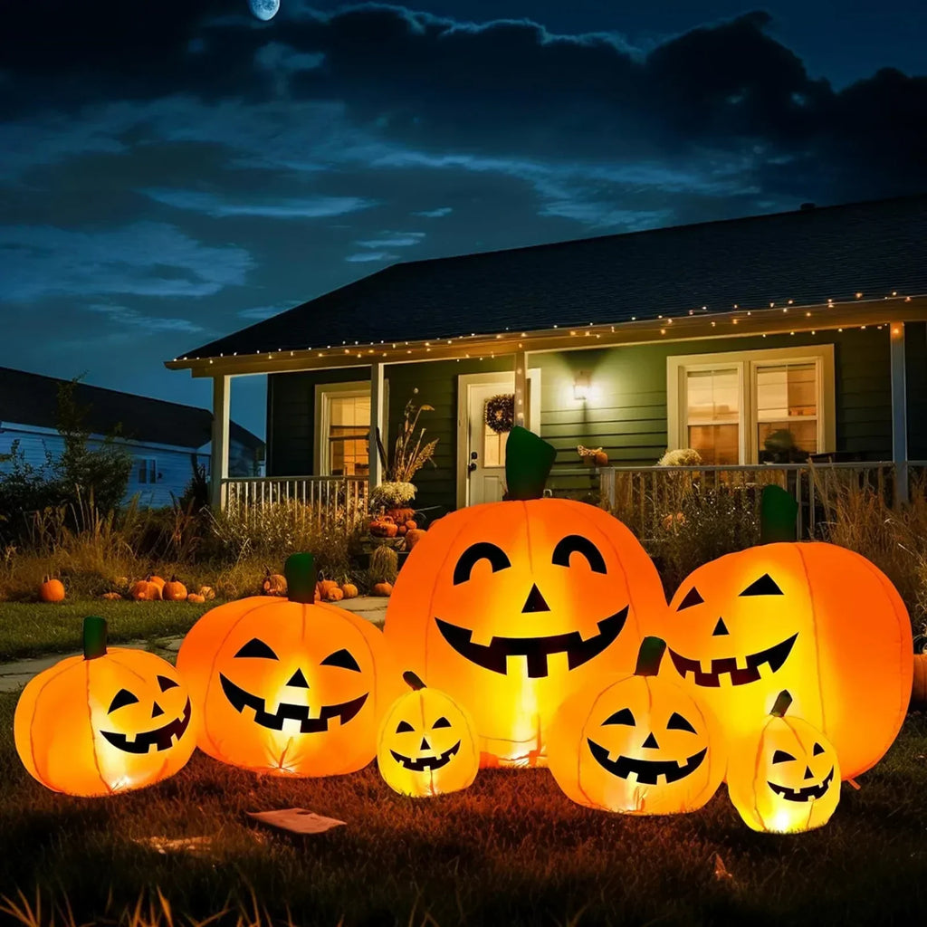 Decorazione gonfiabile della zucca di Halloween da 7 piedi con luci a LED | Display da giardino per esterni, facile installazione