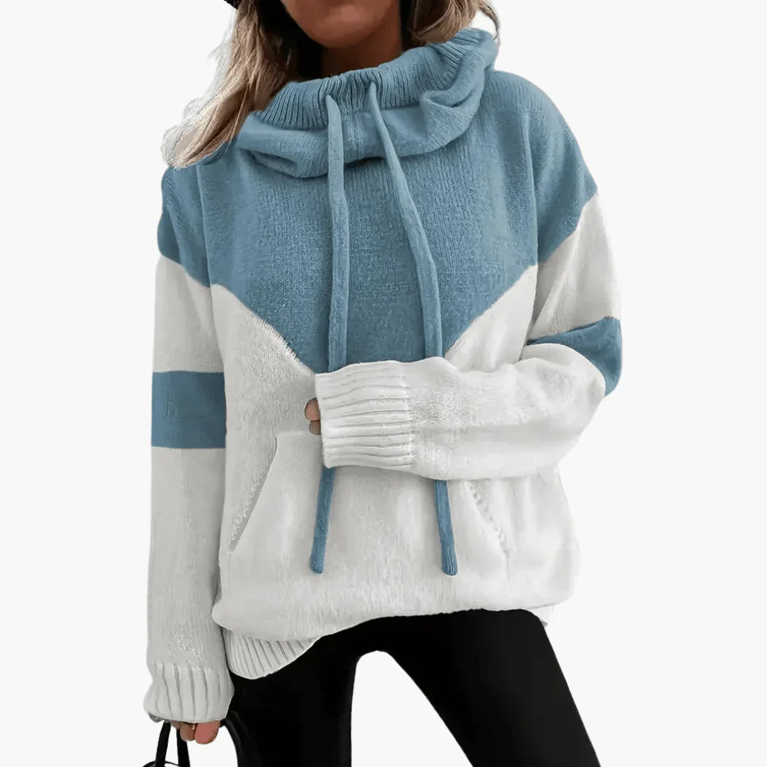 Accogliente felpa con cappuccio Colorblock da donna moderna ed elegante