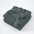 Coperta in lana lavorata a maglia NordiWrap con frange | Design nordico | Accogliente ed elegante | Perfetto per la casa