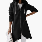 Felpa con cappuccio lunga con zip da donna