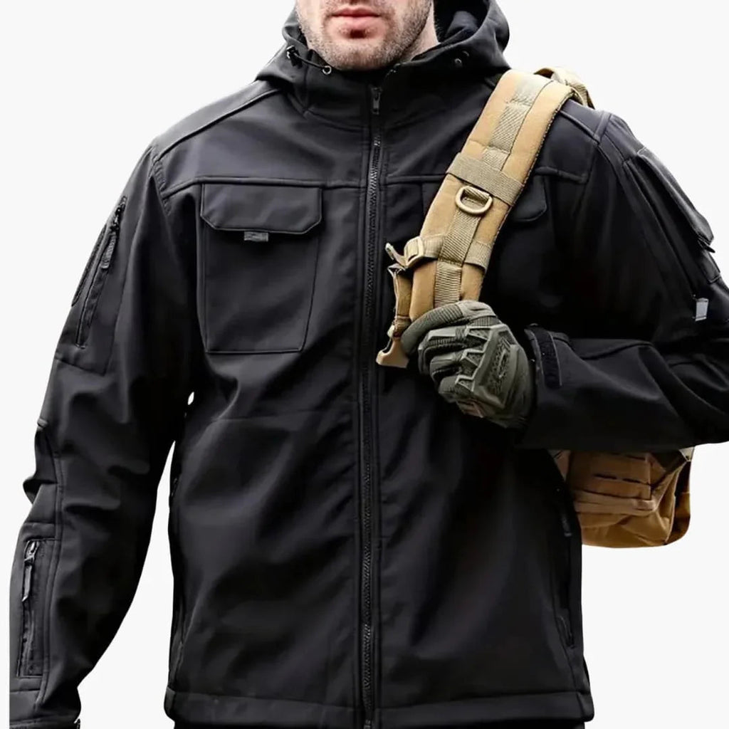 Felpa con cappuccio da uomo con zip e tasche multiple