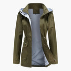 Trench lungo con cappuccio da donna