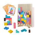 Puzzle impilabile Tetris in legno con carte sfida