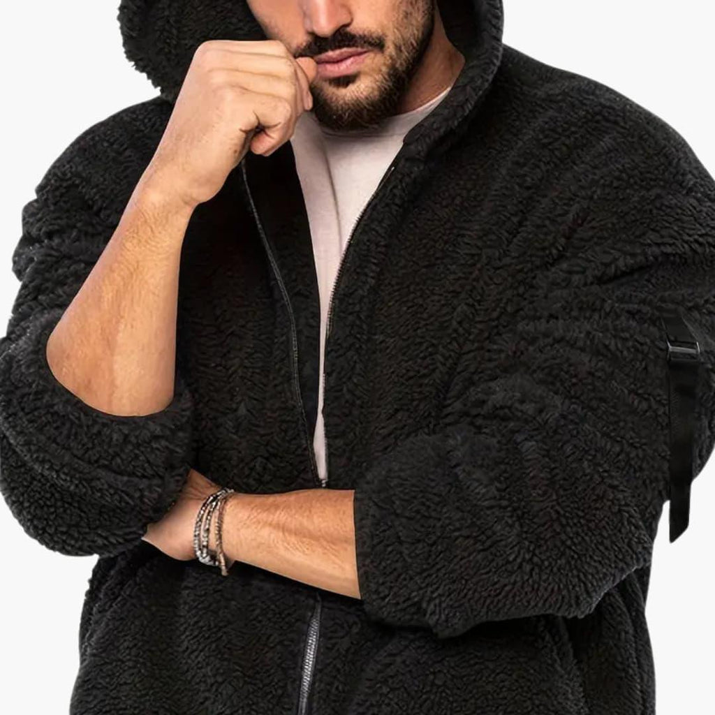 Giacca Teddy da uomo con cerniera e maniche lunghe
