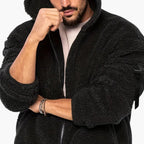 Giacca Teddy da uomo con cerniera e maniche lunghe