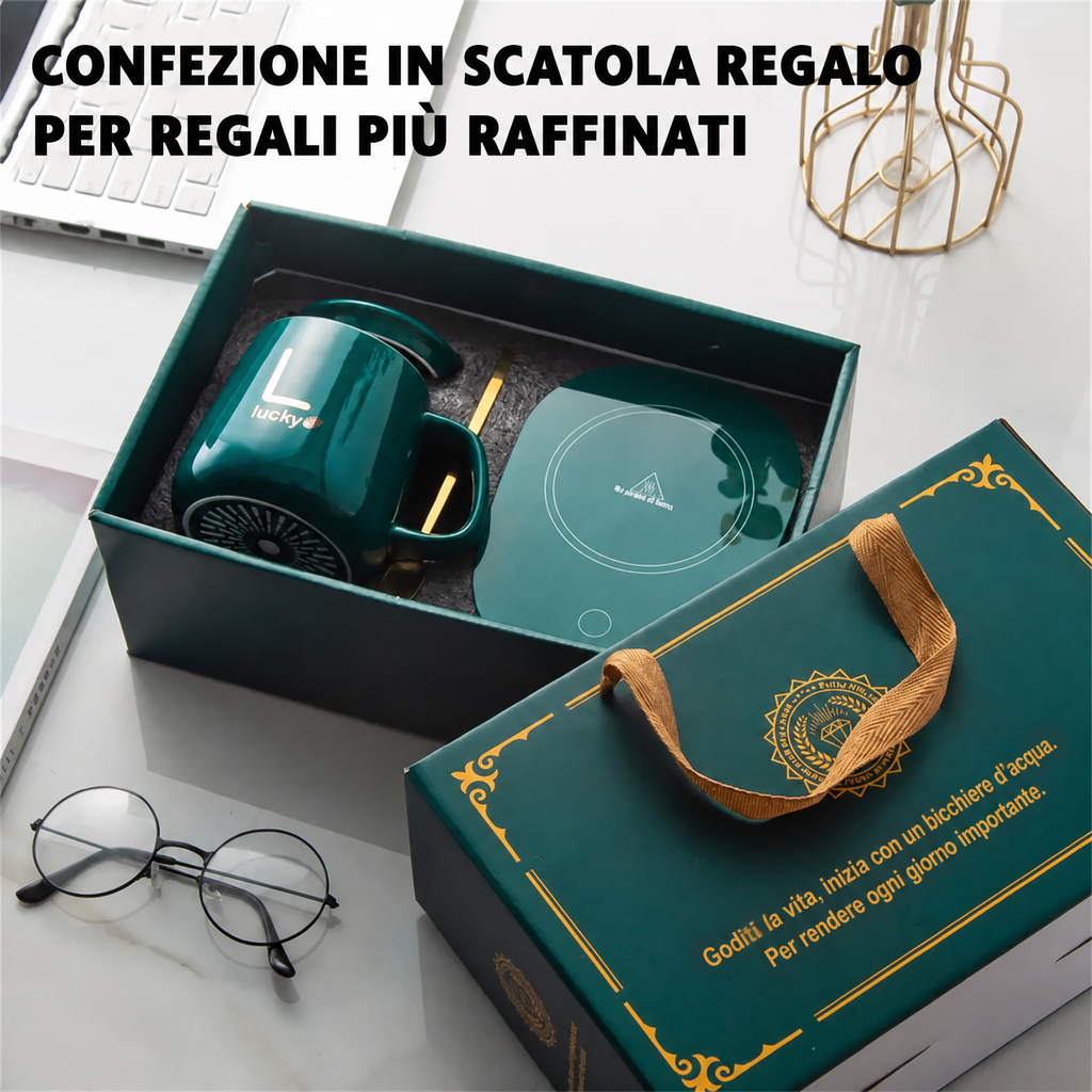 Scaldavivande intelligente per tazza in ceramica, sottobicchiere riscaldante termostatico elettrico per caffè, set tazza