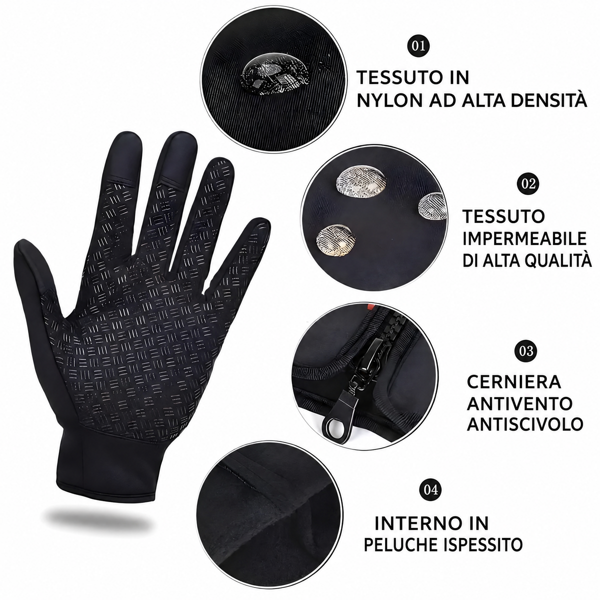 Guanti invernali termici impermeabili antivento