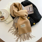 Calda sciarpa da donna - Inverno reversibile in cashmere con frange