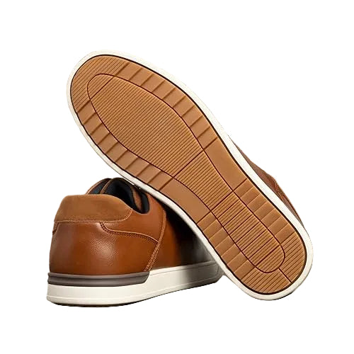 Scarpe Stringate Uomo Pelle Marrone con Inserti Suede Blu e Suola Bianca