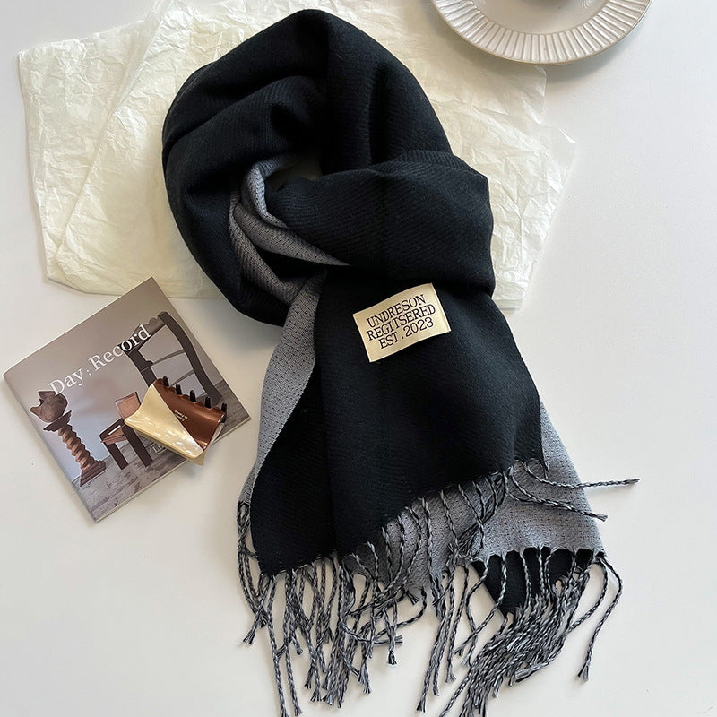 Calda sciarpa da donna - Inverno reversibile in cashmere con frange