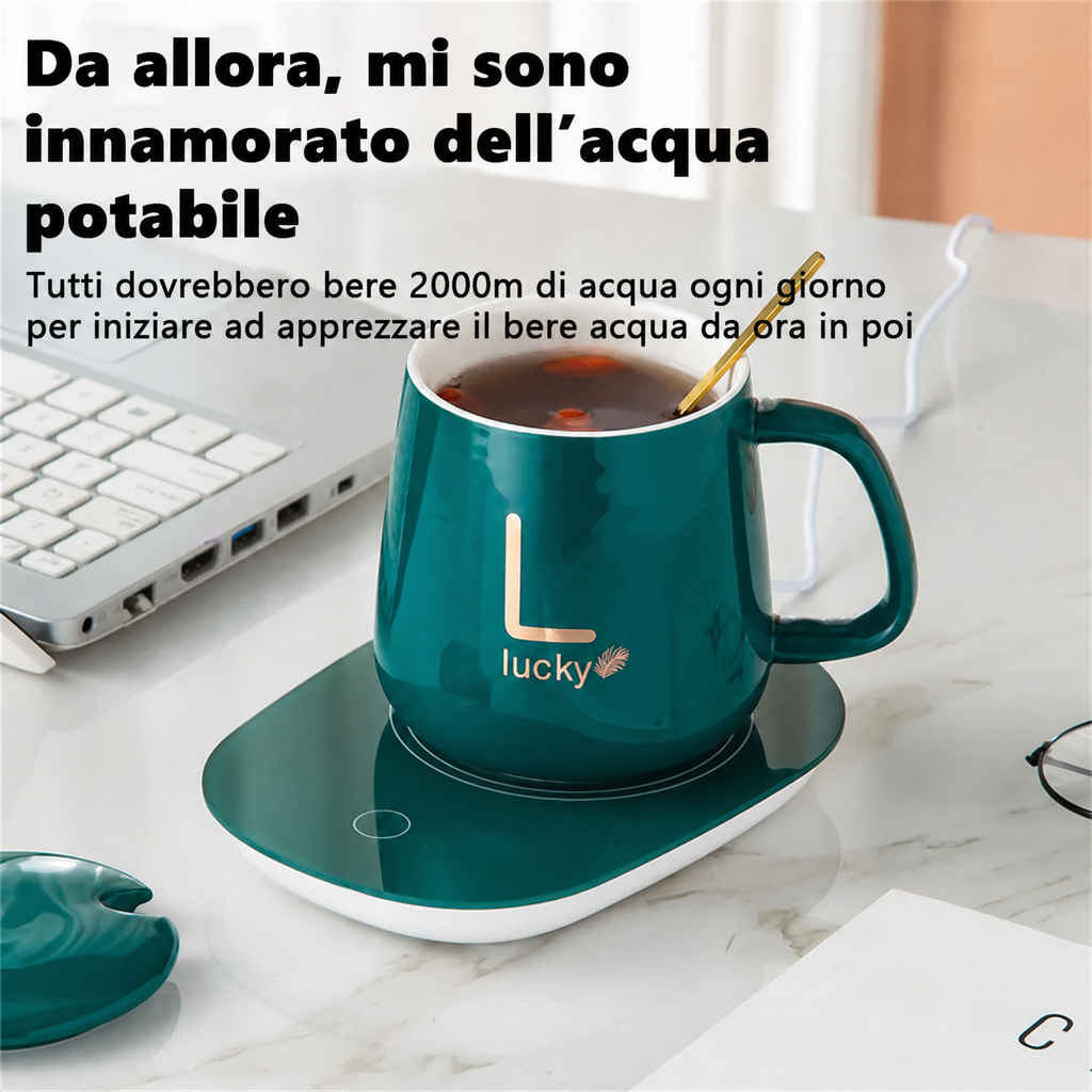 Scaldavivande intelligente per tazza in ceramica, sottobicchiere riscaldante termostatico elettrico per caffè, set tazza