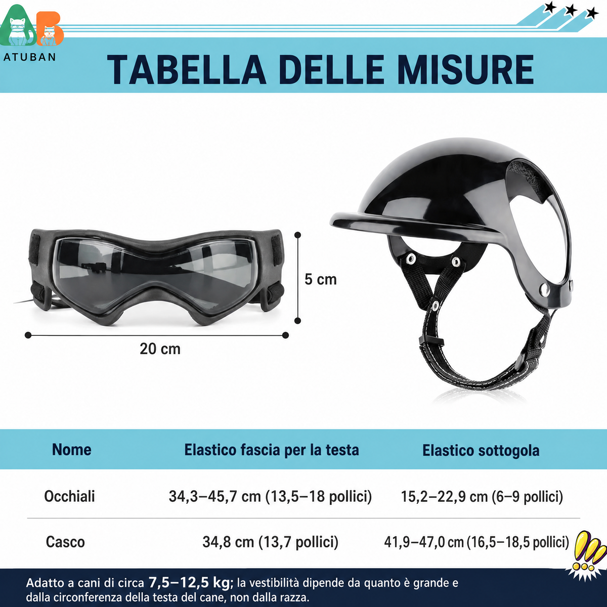 Casco per cane con occhiali per protezione degli occhi